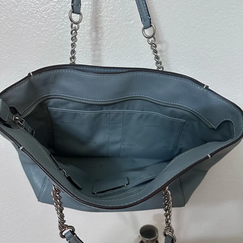 Coach Blue Leather Tote Bag - Picture 3 of 11